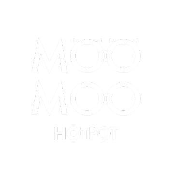 Logo for Moo Moo Hotpot with stacked MOO letters and cowhorn accents on a green background.