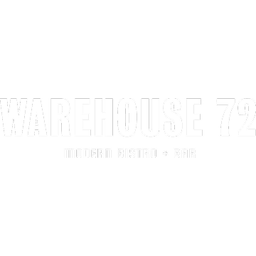 Warehouse 72 logo on a green backdrop with 'MODERN BISTRO + BAR' subtitle