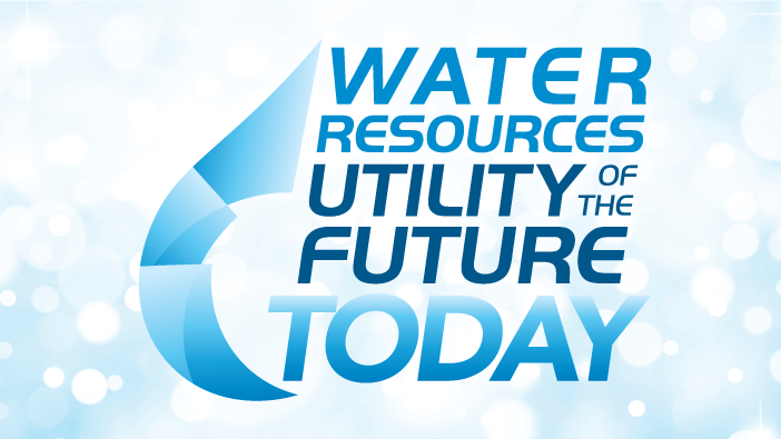 Logo reading Water Resources Utility of the Future Today with a blue water droplet arc on a light blue background.